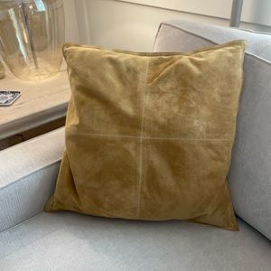 Pottery Barn Pieced Suede Pillow Cover in Golden, 20” Square